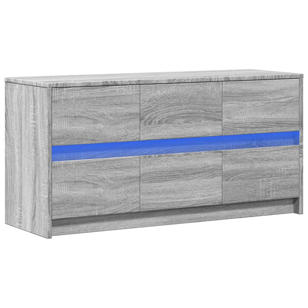 TV bench with LED gray sonoma 100x34x50 cm engineered wood