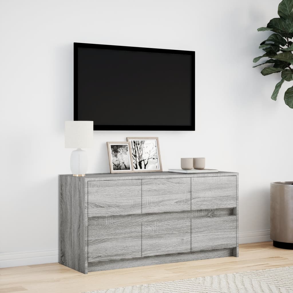 TV bench with LED gray sonoma 100x34x50 cm engineered wood