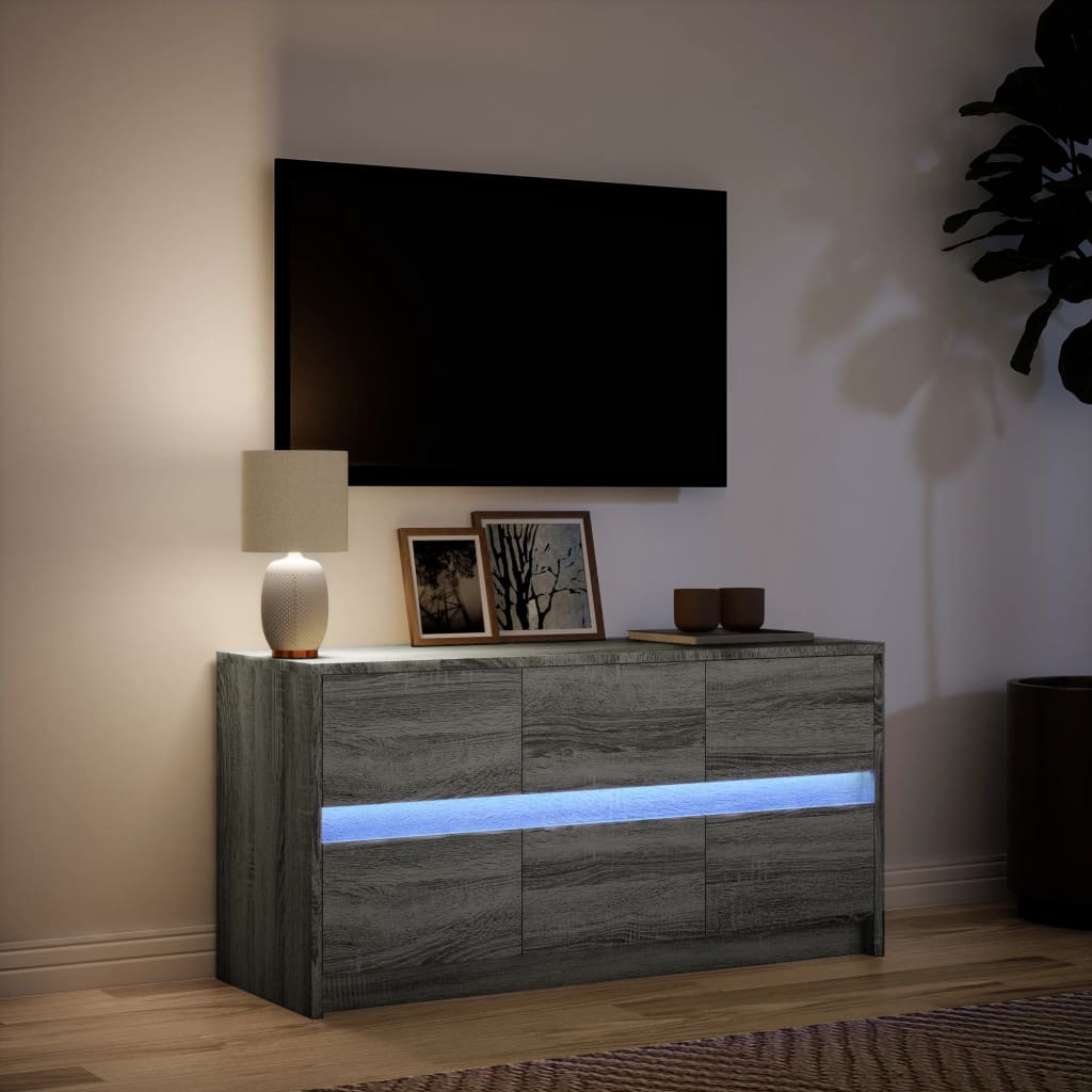 TV bench with LED gray sonoma 100x34x50 cm engineered wood