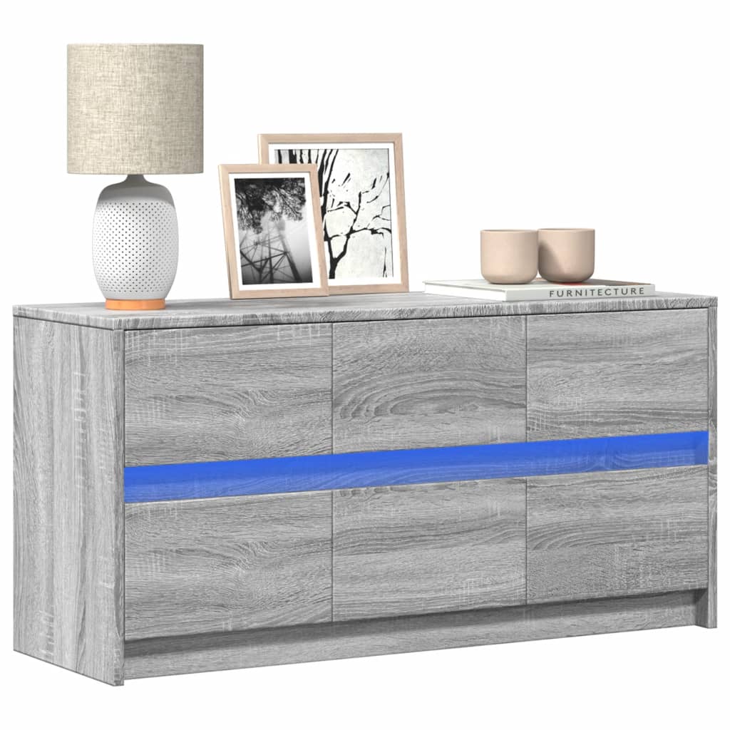 TV bench with LED gray sonoma 100x34x50 cm engineered wood
