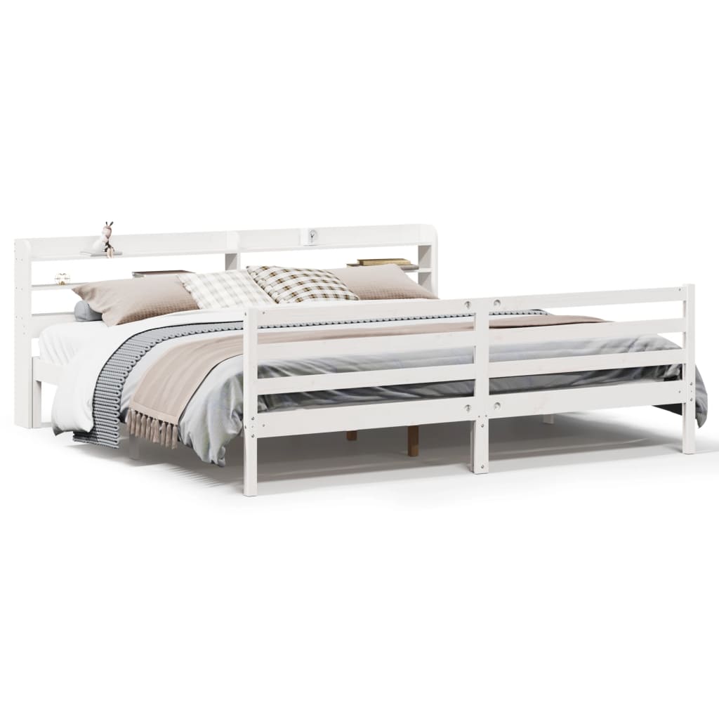 Sengeramme med hodegavl hvit 180x200 cm heltre furu