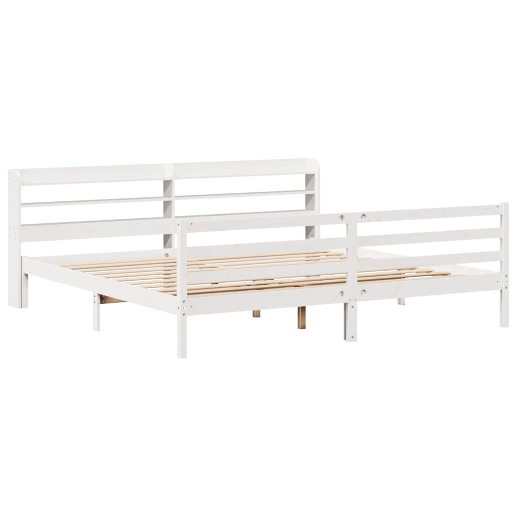 Sengeramme med hodegavl hvit 180x200 cm heltre furu