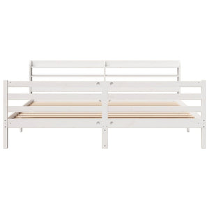 Sengeramme med hodegavl hvit 180x200 cm heltre furu
