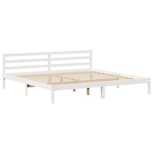 Sengeramme med hodegavl hvit 180x200 cm heltre furu