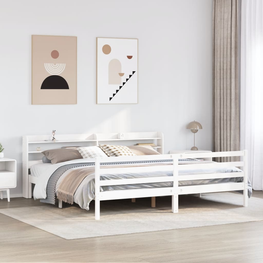 Sengeramme med hodegavl hvit 180x200 cm heltre furu