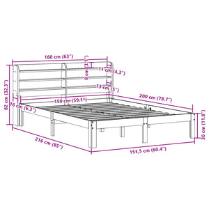Sengeramme med hodegavl 150x200 cm heltre furu