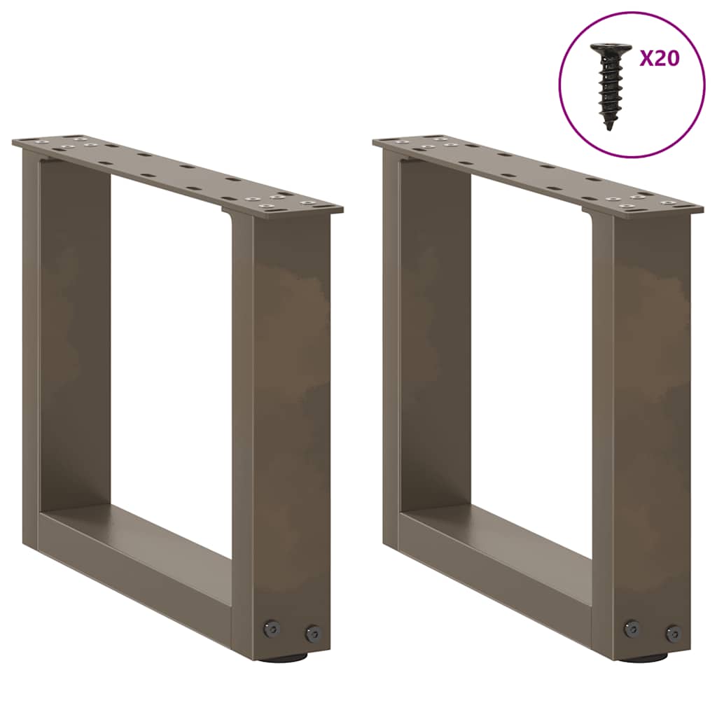 Salongbordben U-formet 2 stk naturell 40x(30-31) cm stål
