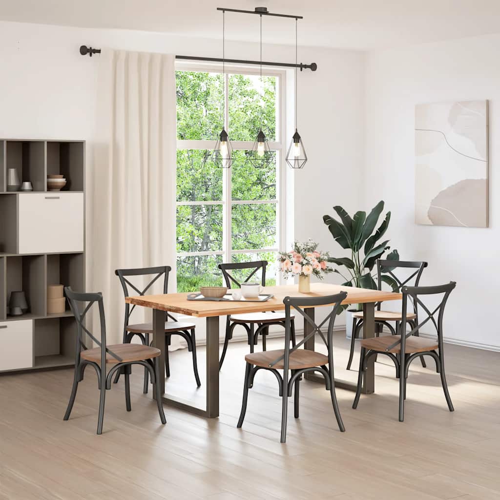 Spisebordben U-formet 2 stk naturell 90x(72-73) cm stål