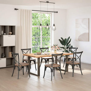 Spisebordben U-formet 2 stk naturell 90x(72-73) cm stål