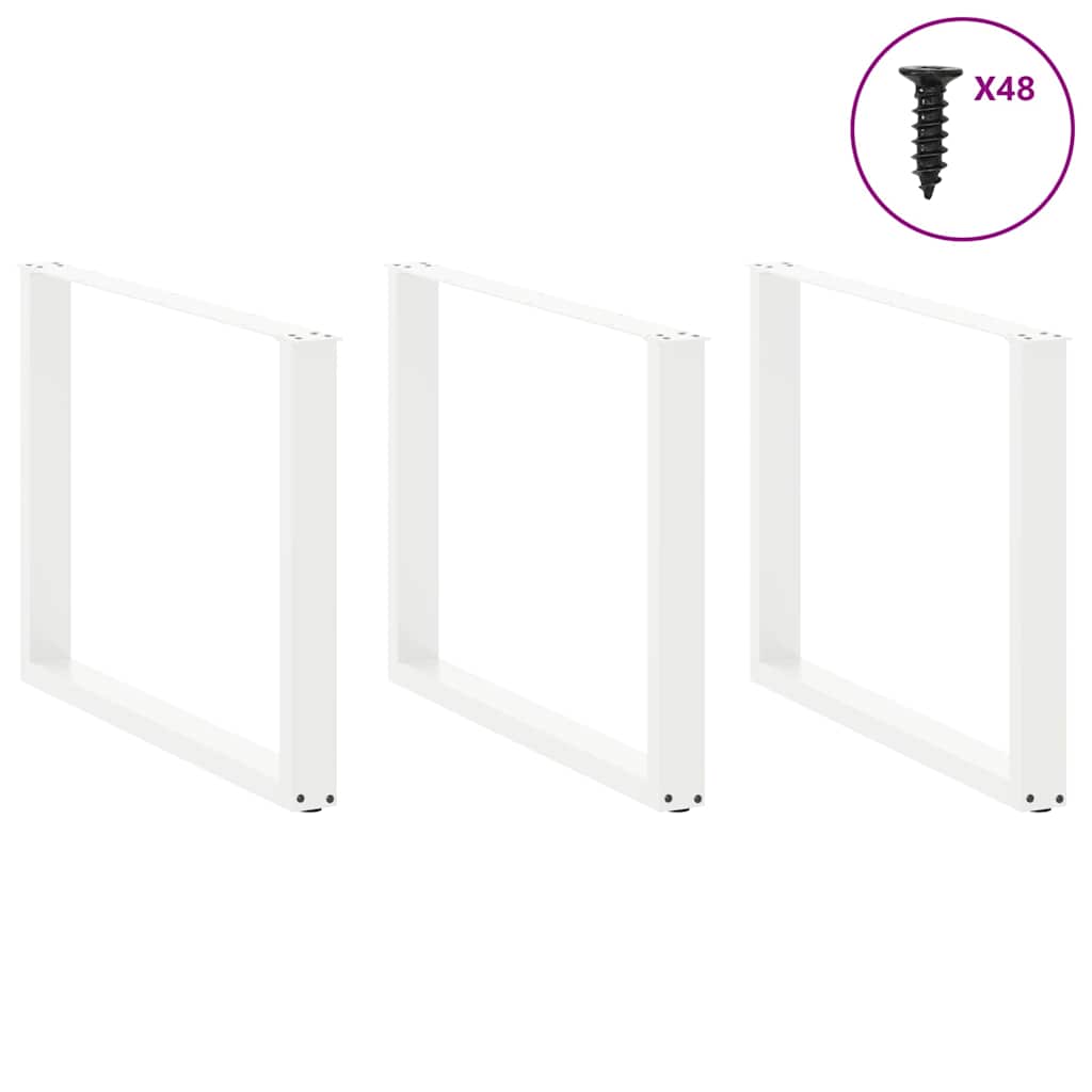 Spisebordben U-formet 2 stk hvit 100x(72-73) cm stål