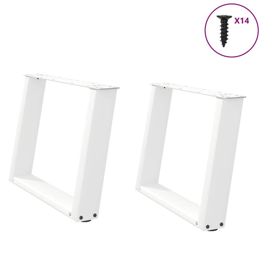 Salongbordben U-formet 2 stk hvit 60x(42-43) cm stål