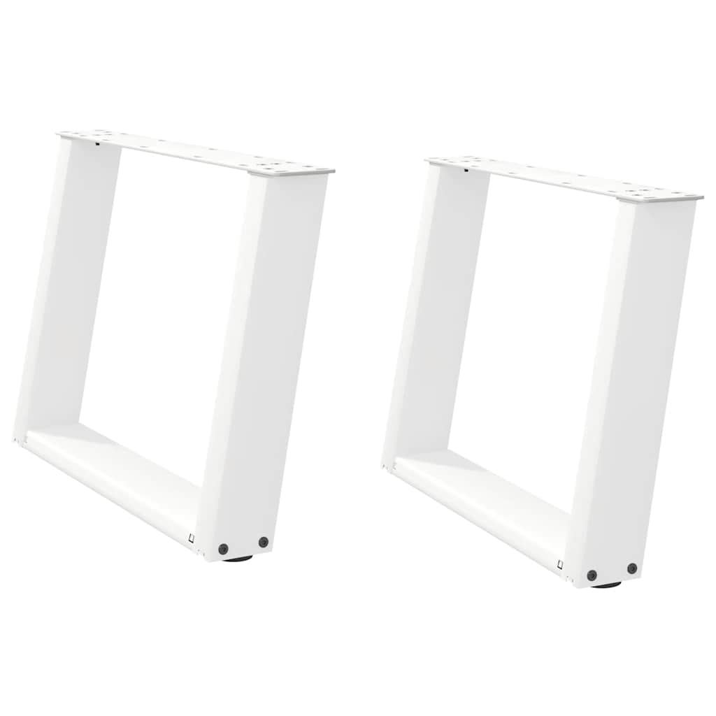Salongbordben U-formet 2 stk hvit 60x(42-43) cm stål