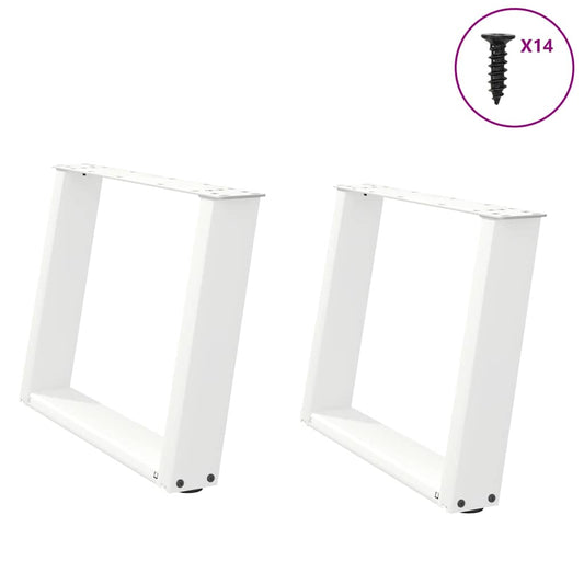 Salongbordben U-formet 2 stk hvit 70x(42-43) cm stål