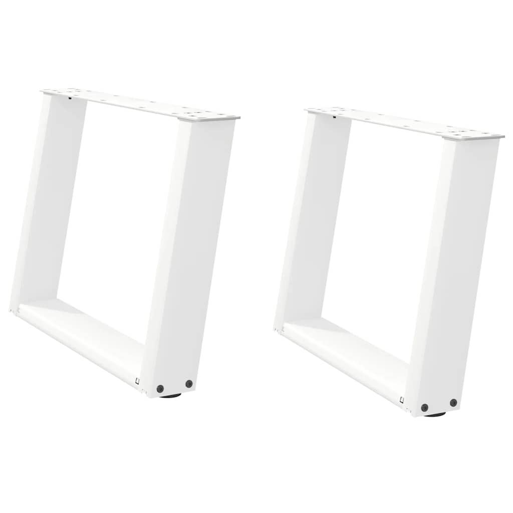 Salongbordben U-formet 2 stk hvit 70x(42-43) cm stål
