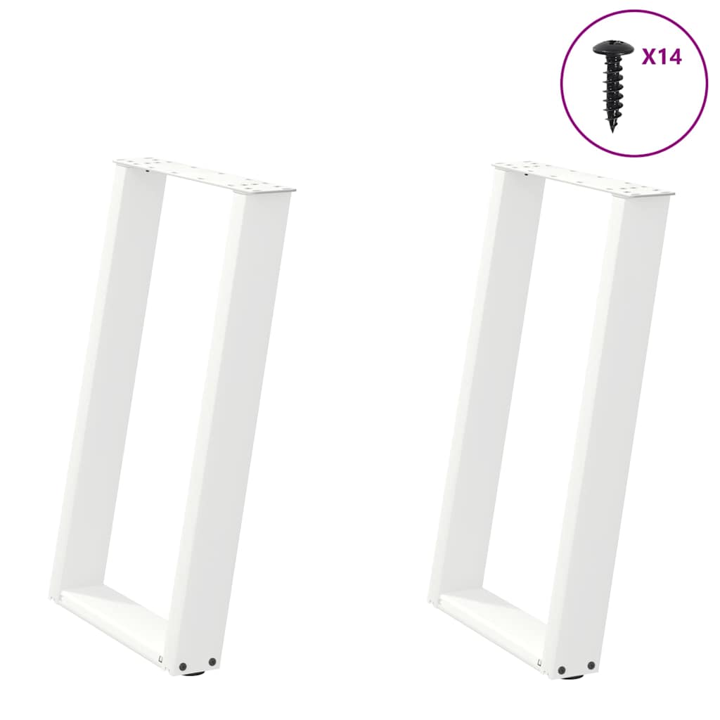 Spisebordben U-formet 2 stk hvit 50x(72-73) cm stål