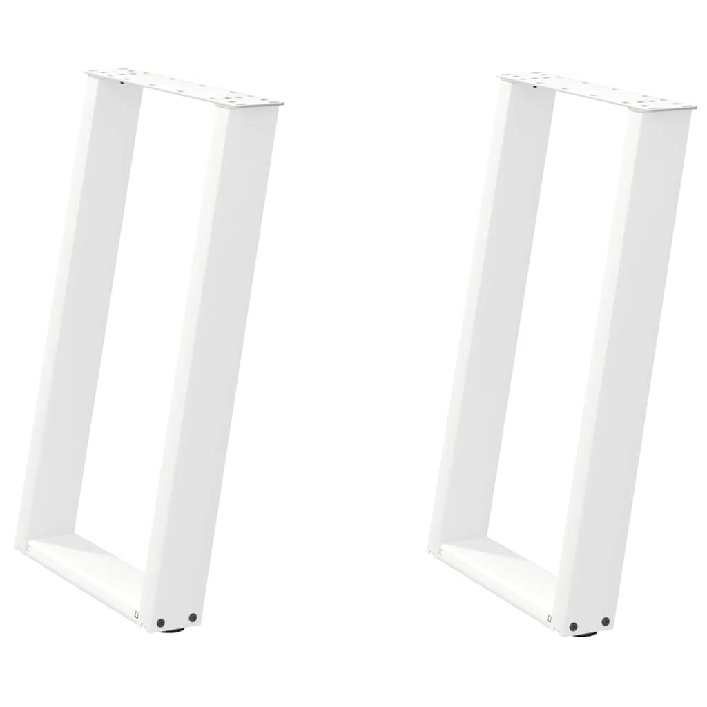 Spisebordben U-formet 2 stk hvit 50x(72-73) cm stål