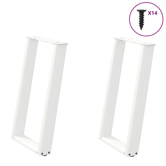 Spisebordben U-formet 2 stk hvit 60x(72-73) cm stål