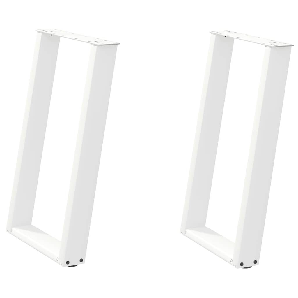 Spisebordben U-formet 2 stk hvit 60x(72-73) cm stål