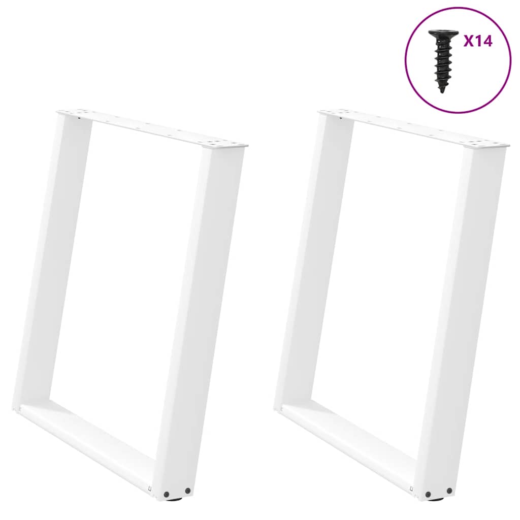 Spisebordben U-formet 2 stk hvit 70x(72-73) cm stål