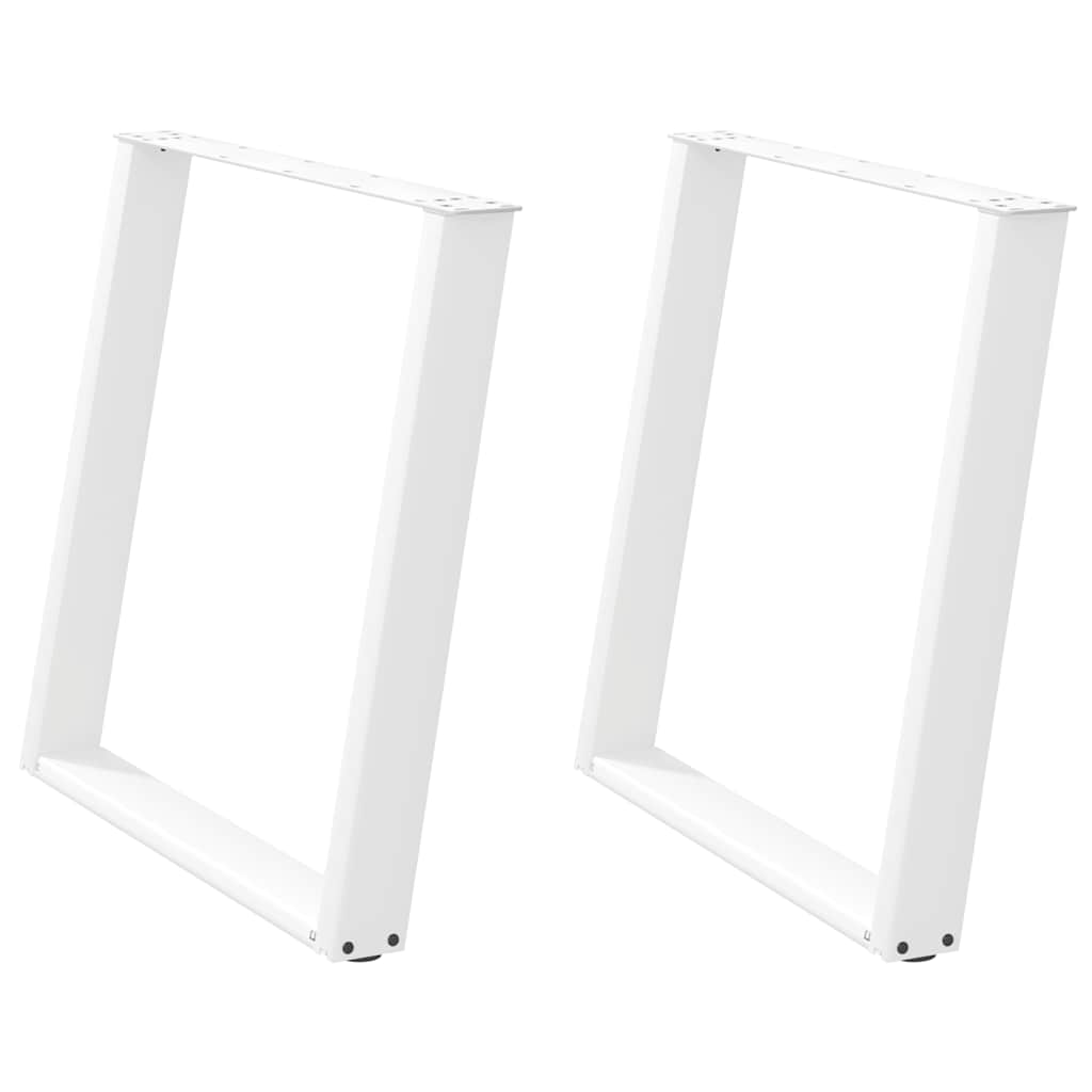 Spisebordben U-formet 2 stk hvit 70x(72-73) cm stål