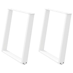 Spisebordben U-formet 2 stk hvit 70x(72-73) cm stål