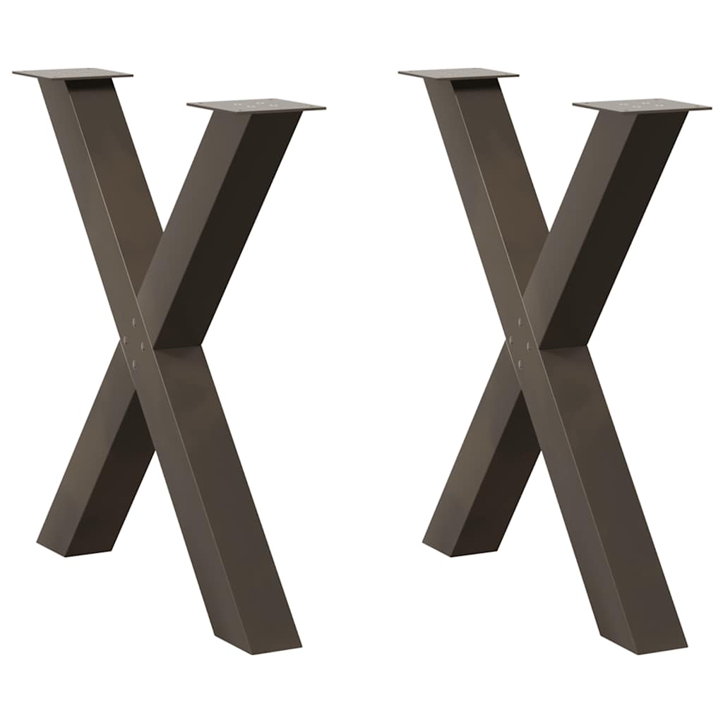 Spisebordben X-formet 2 stk naturell 70x(72-73) cm stål