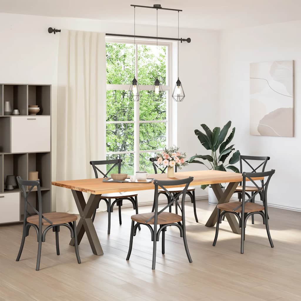 Spisebordben X-formet 2 stk naturell 70x(72-73) cm stål