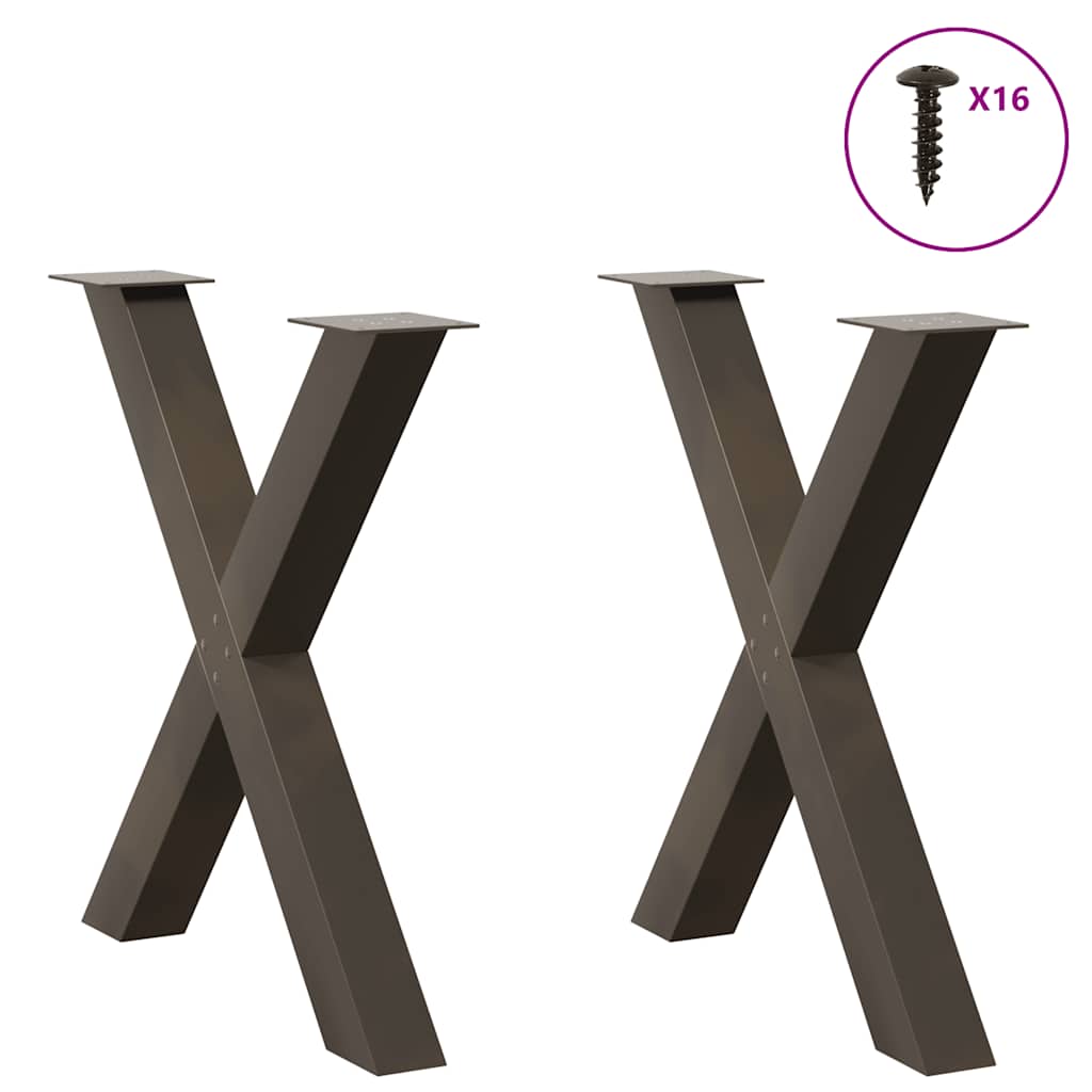 Spisebordben X-formet 2 stk naturell 70x(72-73) cm stål