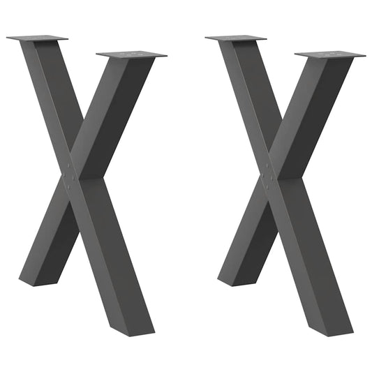 Dining table legs X-shaped 2 pcs anthracite 80x(72-73) cm steel