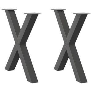 Dining table legs X-shaped 2 pcs anthracite 80x(72-73) cm steel