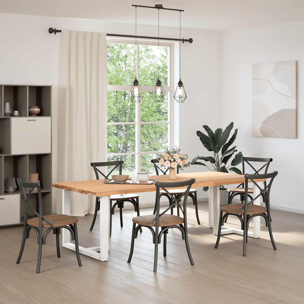 Spisebordben T-formet 2 stk hvit 100x35x(72-73) cm stål