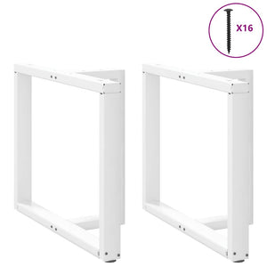 Spisebordben T-formet 2 stk hvit 100x35x(72-73) cm stål