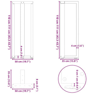 Bar table legs T-shaped 2 pcs anthracite 50x35x(110-111) cm steel