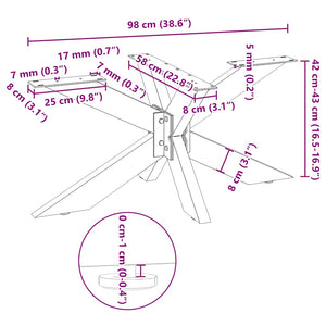 Salongbordben edderkopp form antrasitt 98x58x(42-43) cm stål