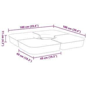 Parasollbasesett 4 stk for parasoller med kryssfot 100 kg PP