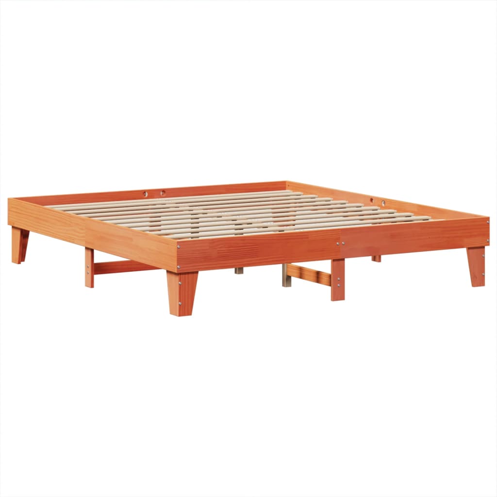 Sengeramme uten madrass voksbrun 200x200 cm heltre furu