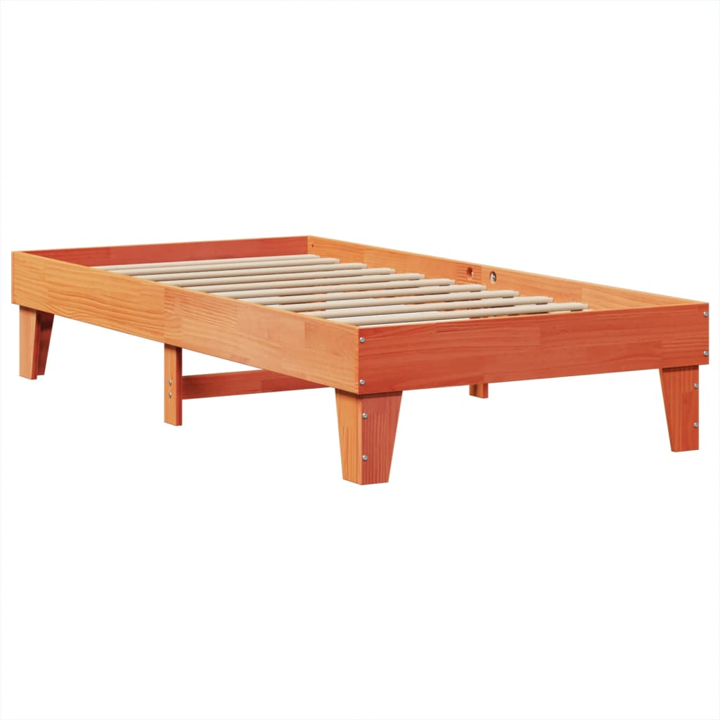 Sengeramme uten madrass voksbrun 90x200 cm heltre furu