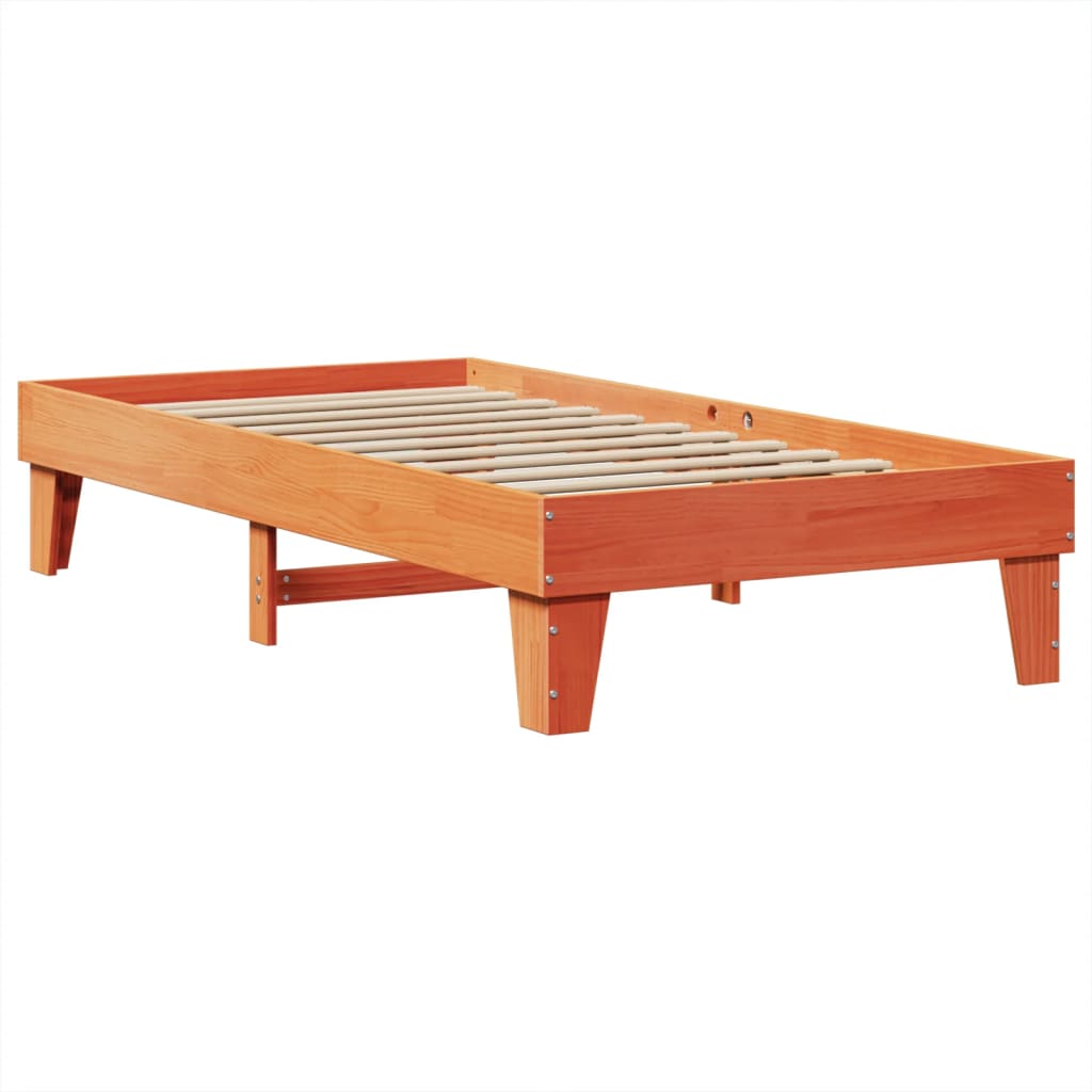 Sengeramme uten madrass voksbrun 90x200 cm heltre furu