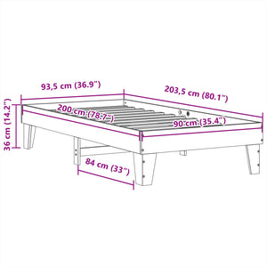 Sengeramme uten madrass voksbrun 90x200 cm heltre furu