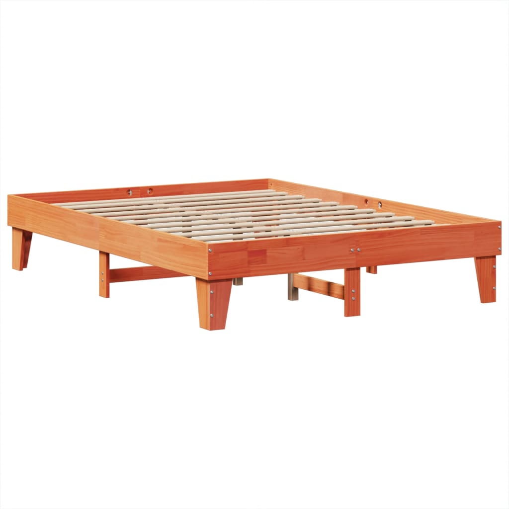 Sengeramme uten madrass voksbrun 140x190 cm heltre furu