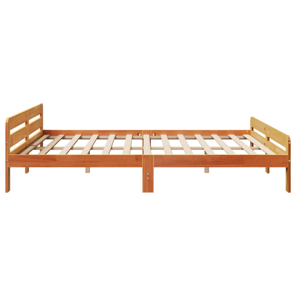 Sengeramme uten madrass voksbrun 200x200 cm heltre furu