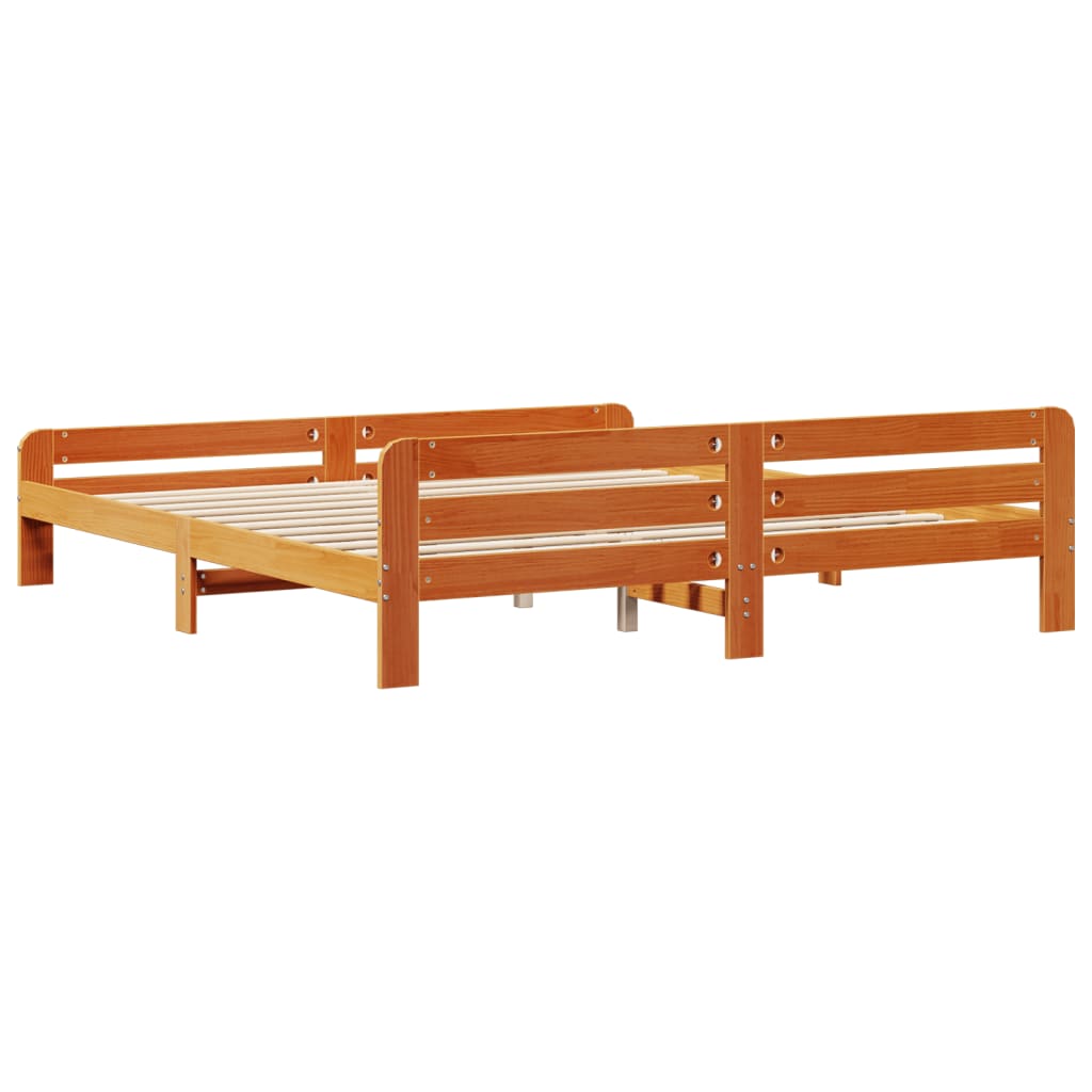 Sengeramme uten madrass voksbrun 200x200 cm heltre furu