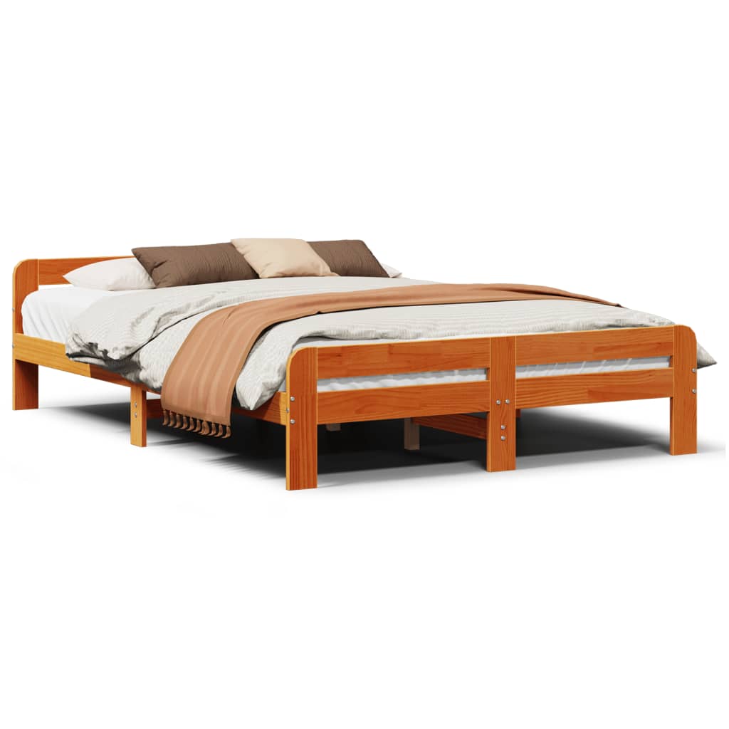 Sengeramme uten madrass brun 150x200 cm heltre furu