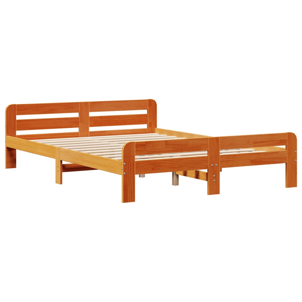 Sengeramme uten madrass brun 150x200 cm heltre furu