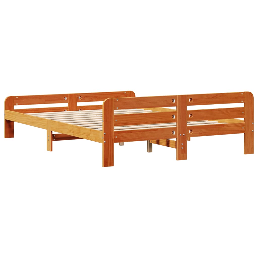 Sengeramme uten madrass brun 150x200 cm heltre furu