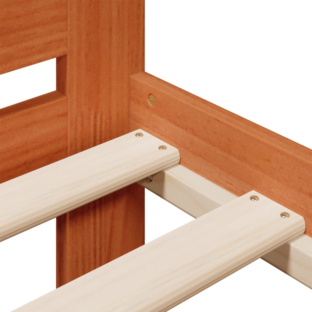 Sengeramme uten madrass voksbrun 140x190 cm heltre furu