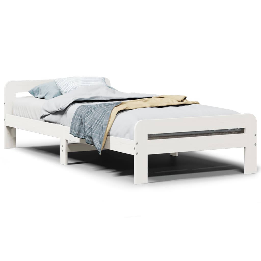 Sengeramme uten madrass hvit 75x190 cm heltre furu