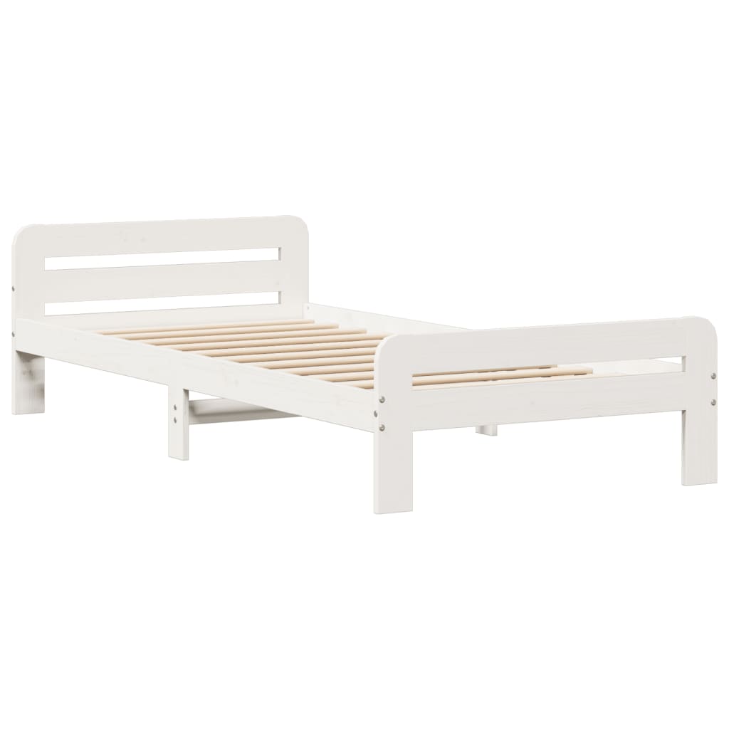 Sengeramme uten madrass hvit 75x190 cm heltre furu