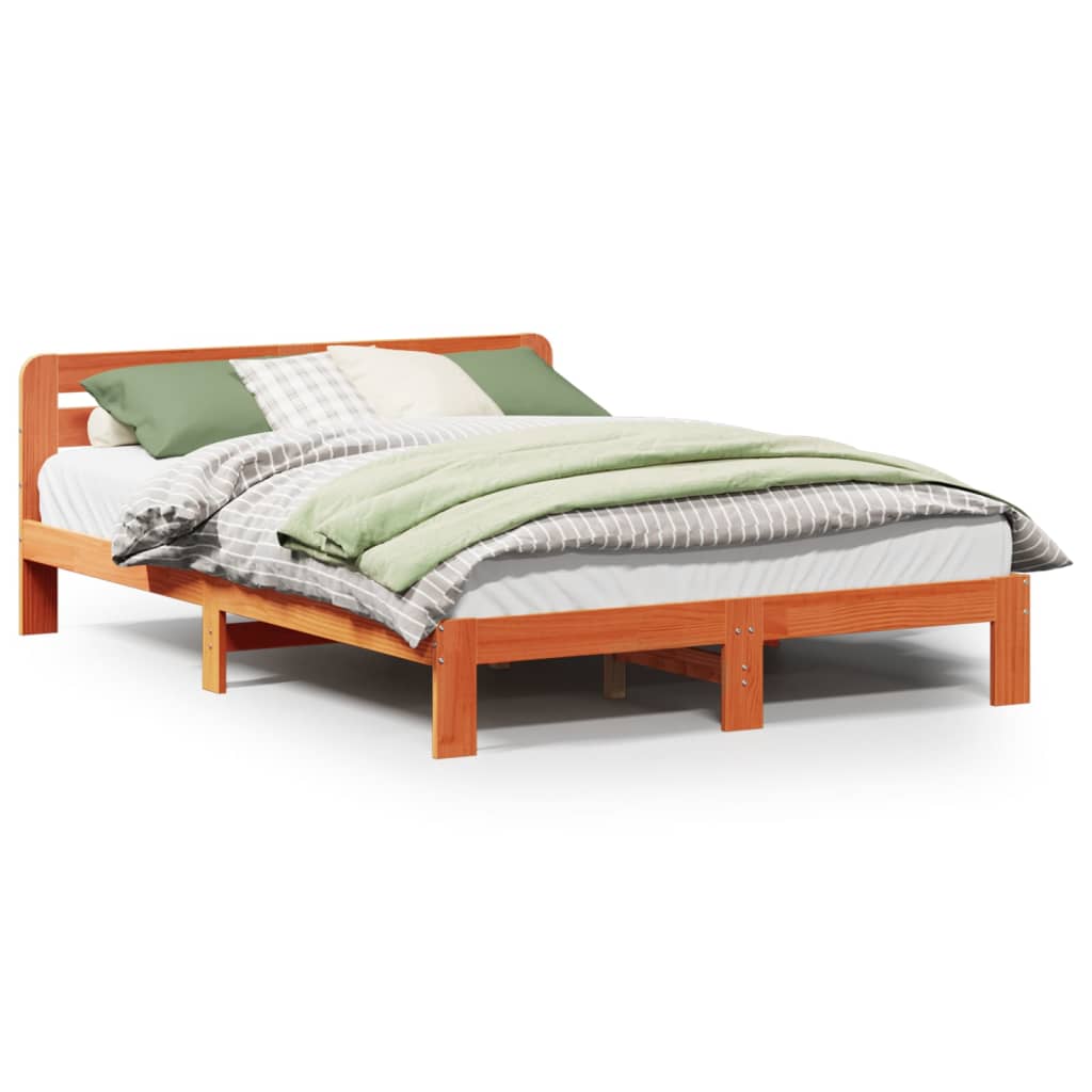 Sengeramme uten madrass brun 150x200 cm heltre furu