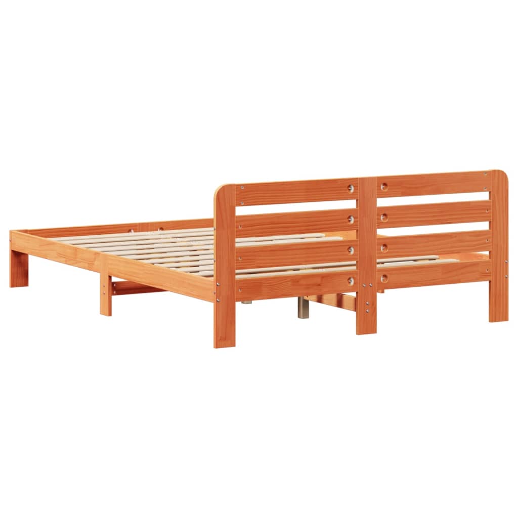 Sengeramme uten madrass brun 150x200 cm heltre furu